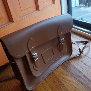 Cambridge Leather Satchel with Shoulder Strap